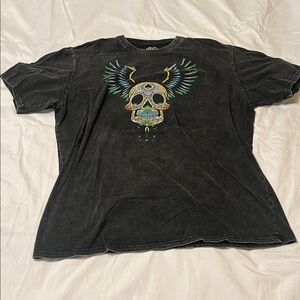 Black Graphic T-Shirt with Skull Design